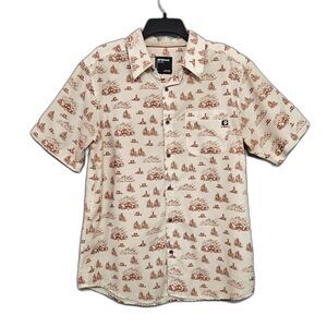 Marmot Syrocco Camp Shirt Casual Button Up Men's Large Tan Neutral Short Sleeve